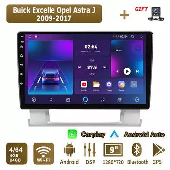 Android Carplay автомобильное радио для Buick Excelle Opel Astra J 2009-2017 мультимедийный проигрыватель головное устройство стерео GPS навигация BT WIFI 4+64 ГБ 1+16GB