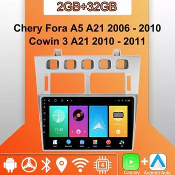 Android Carplay автомобильное радио для Chery Fora A5 A21 2006 - 2010 мультимедийный проигрыватель головное устройство стерео GPS навигация BT WIFI 2+32 ГБ 1+16GB