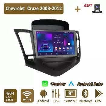 Android Carplay автомобильное радио для Chevrolet Cruze 2008-2012 мультимедийный проигрыватель головное устройство стерео GPS навигация BT WIFI 4+64 ГБ 1+16GB