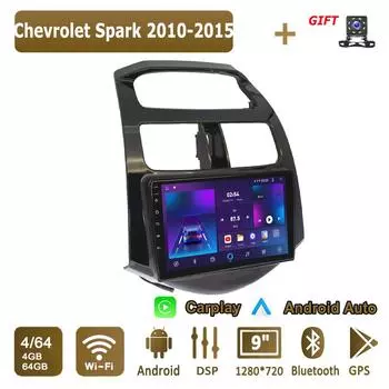 Android Carplay автомобильное радио для Chevrolet Spark 2010-2015 мультимедийный проигрыватель головное устройство стерео GPS навигация BT WIFI 4+64 ГБ 1+16GB,A