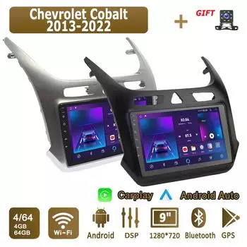 Android Carplay автомобильное радио для Chevrolet Cobalt 2013-2022 мультимедийный проигрыватель головное устройство стерео GPS навигация BT WIFI 4+64 ГБ 1+16GB чёрный