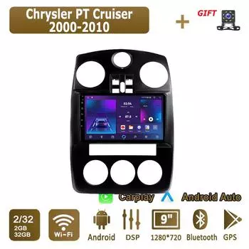 Android Carplay автомобильное радио для Chrysler PT Cruiser 2000-2010 мультимедийный проигрыватель головное устройство стерео GPS навигация BT WIFI 2+32 ГБ 1+16GB