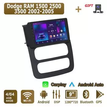 Android Carplay автомобильное радио для Dodge RAM 1500 2500 3500 2002-2005 мультимедийный проигрыватель головное устройство стерео GPS навигация BT WIFI 4+64 ГБ 1+16GB