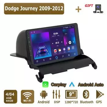 Android Carplay автомобильное радио для Dodge Journey 2009-2012 мультимедийный проигрыватель головное устройство стерео GPS навигация BT WIFI 4+64 ГБ 1+16GB