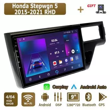 Android Carplay автомобильное радио для Honda Stepwgn 5 2015-2021 мультимедийный проигрыватель головное устройство стерео GPS навигация BT WIFI 4+64 ГБ 1+16GB