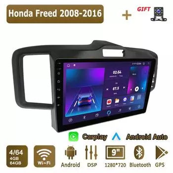 Android Carplay автомобильное радио для Honda Freed 2008-2016 мультимедийный проигрыватель головное устройство стерео GPS навигация BT WIFI 4+64 ГБ 1+16GB