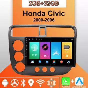 Android Carplay автомобильное радио для Honda Civic 2000-2006 мультимедийный проигрыватель головное устройство стерео GPS навигация BT WIFI 2+32 ГБ 1+16GB