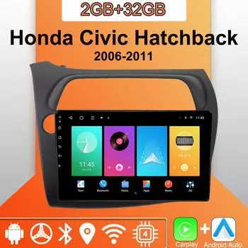 Android Carplay автомобильное радио для Honda Civic Hatchback 2006-2011 мультимедийный проигрыватель головное устройство стерео GPS навигация BT WIFI 2+32 ГБ 1+16GB