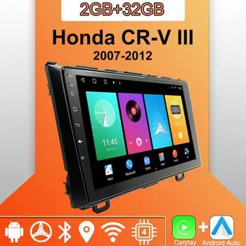 Android Carplay автомобильное радио для Honda CR-V III 2007-2012 мультимедийный проигрыватель головное устройство стерео GPS навигация BT WIFI 2+32 ГБ 1+16GB