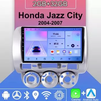 Android Carplay автомобильное радио для Honda Jazz City 2004-2007 мультимедийный проигрыватель головное устройство стерео GPS навигация BT WIFI 2+32 ГБ 1+16GB