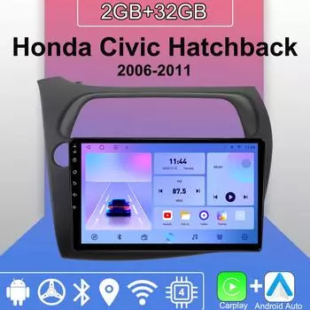 Android Carplay автомобильное радио для Honda Civic Hatchback 2006-2011 мультимедийный проигрыватель головное устройство стерео GPS навигация BT WIFI 2+32 ГБ 1+16GB