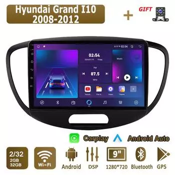 Android Carplay автомобильное радио для Hyundai Grand I10 2008-2012 мультимедийный проигрыватель головное устройство стерео GPS навигация BT WIFI 2+32 ГБ 1+16GB