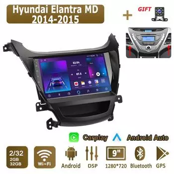 Android Carplay автомобильное радио для Hyundai Elantra MD 2014-2015 мультимедийный проигрыватель головное устройство стерео GPS навигация BT WIFI 2+32 ГБ 1+16GB