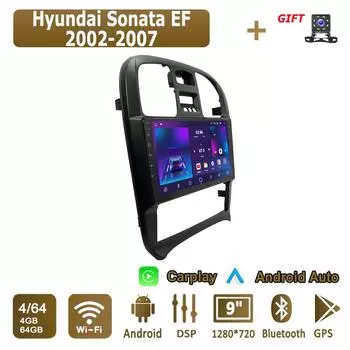 Android Carplay автомобильное радио для Hyundai Sonata EF 2002-2007 мультимедийный проигрыватель головное устройство стерео GPS навигация BT WIFI 4+64 ГБ 1+16GB