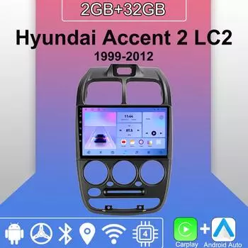 Android Carplay автомобильное радио для Hyundai Accent 2 LC2 1999-2012 мультимедийный проигрыватель головное устройство стерео GPS навигация BT WIFI 2+32 ГБ 1+16GB