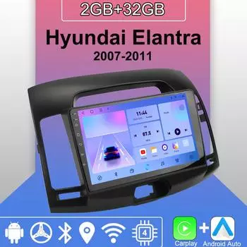Android Carplay автомобильное радио для Hyundai Elantra 2007-2011 мультимедийный проигрыватель головное устройство стерео GPS навигация BT WIFI 2+32 ГБ 1+16GB