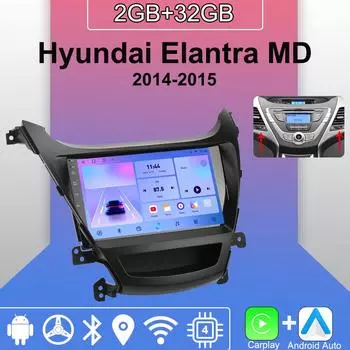 Android Carplay автомобильное радио для Hyundai Elantra MD 2014-2015 мультимедийный проигрыватель головное устройство стерео GPS навигация BT WIFI 2+32 ГБ 1+16GB