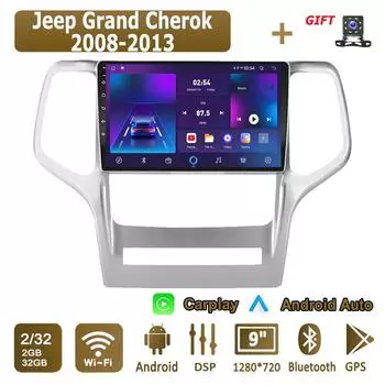Android Carplay автомобильное радио для Jeep Grand Cherok 2008-2013 мультимедийный проигрыватель головное устройство стерео GPS навигация BT WIFI 2+32 ГБ 1+16GB