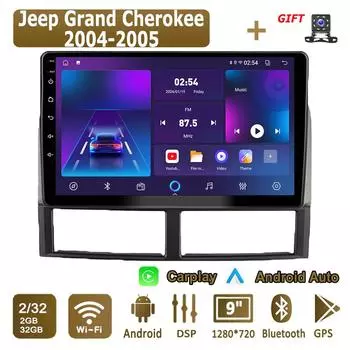 Android Carplay автомобильное радио для Jeep Grand Cherokee 2004-2005 мультимедийный проигрыватель головное устройство стерео GPS навигация BT WIFI 2+32 ГБ 1+16GB