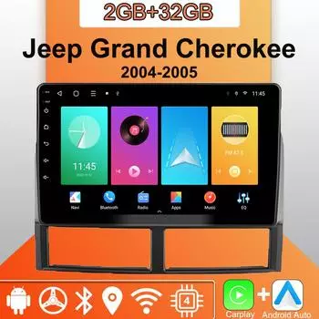 Android Carplay автомобильное радио для Jeep Grand Cherokee 2004-2005 мультимедийный проигрыватель головное устройство стерео GPS навигация BT WIFI 2+32 ГБ 1+16GB