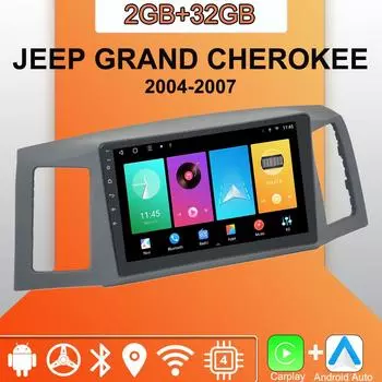 Android Carplay автомобильное радио для JEEP GRAND CHEROKEE 2004-2007 мультимедийный проигрыватель головное устройство стерео GPS навигация BT WIFI 2+32 ГБ 1+16GB