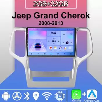 Android Carplay автомобильное радио для Jeep Grand Cherok 2008-2013 мультимедийный проигрыватель головное устройство стерео GPS навигация BT WIFI 2+32 ГБ 1+16GB