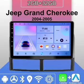 Android Carplay автомобильное радио для Jeep Grand Cherokee 2004-2005 мультимедийный проигрыватель головное устройство стерео GPS навигация BT WIFI 2+32 ГБ 1+16GB