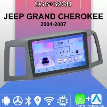 Android Carplay автомобильное радио для JEEP GRAND CHEROKEE 2004-2007 мультимедийный проигрыватель головное устройство стерео GPS навигация BT WIFI 2+32 ГБ 1+16GB