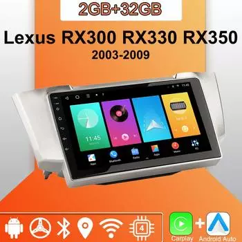 Android Carplay автомобильное радио для Lexus RX300 RX330 RX350 2003-2009 мультимедийный проигрыватель головное устройство стерео GPS навигация BT WIFI 2+32 ГБ 1+16GB