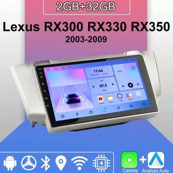 Android Carplay автомобильное радио для Lexus RX300 RX330 RX350 2003-2009 мультимедийный проигрыватель головное устройство стерео GPS навигация BT WIFI 2+32 ГБ 1+16GB