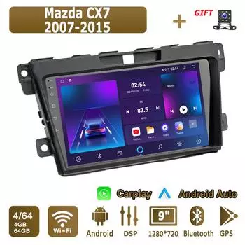 Android Carplay автомобильное радио для Mazda CX7 2007-2015 мультимедийный проигрыватель головное устройство стерео GPS навигация BT WIFI 4+64 ГБ 1+16GB