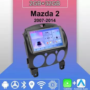 Android Carplay автомобильное радио для Mazda 2 2007-2014 мультимедийный проигрыватель головное устройство стерео GPS навигация BT WIFI 2+32 ГБ 1+16GB
