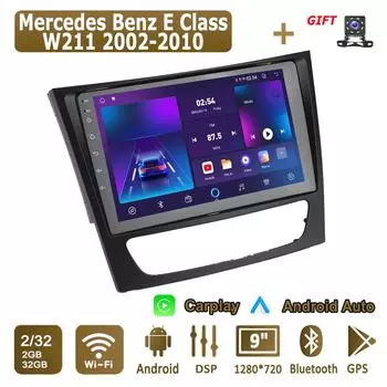 Android Carplay автомобильное радио для Mercedes Benz E Class W211 2002-2010 мультимедийный проигрыватель головное устройство стерео GPS навигация BT WIFI 2+32 ГБ 1+16GB