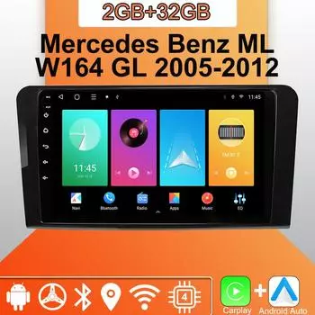 Android Carplay автомобильное радио для Mercedes Benz ML W164 GL 2005-2012 мультимедийный проигрыватель головное устройство стерео GPS навигация BT WIFI 2+32 ГБ 1+16GB