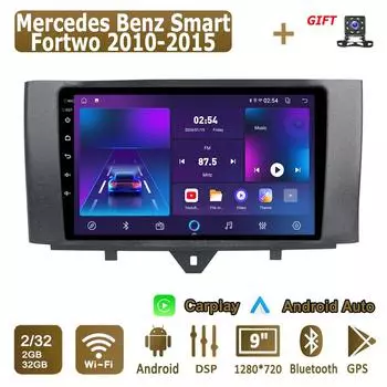 Android Carplay автомобильное радио для Mercedes Benz Smart Fortwo 2010-2015 мультимедийный проигрыватель головное устройство стерео GPS навигация BT WIFI 2+32 ГБ 1+16GB