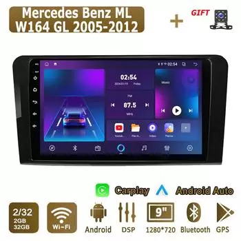 Android Carplay автомобильное радио для Mercedes Benz ML W164 GL 2005-2012 мультимедийный проигрыватель головное устройство стерео GPS навигация BT WIFI 2+32 ГБ 1+16GB