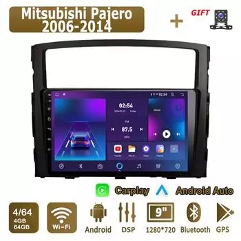 Android Carplay автомобильное радио для Mitsubishi Pajero 2006-2014 мультимедийный проигрыватель головное устройство стерео GPS навигация BT WIFI 4+64 ГБ 1+16GB,A