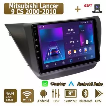 Android Carplay автомобильное радио для Mitsubishi Lancer 9 CS 2000-2010 мультимедийный проигрыватель головное устройство стерео GPS навигация BT WIFI 4+64 ГБ 1+16GB,A