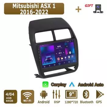 Android Carplay автомобильное радио для Mitsubishi ASX 1 2016-2022 мультимедийный проигрыватель головное устройство стерео GPS навигация BT WIFI 4+64 ГБ 1+16GB