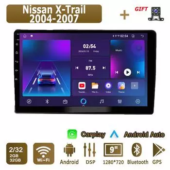 Android Carplay автомобильное радио для Nissan X-Trail 2004-2007 мультимедийный проигрыватель головное устройство стерео GPS навигация BT WIFI 2+32 ГБ 1+16GB