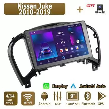 Android Carplay автомобильное радио для Nissan Juke 2010-2019 мультимедийный проигрыватель головное устройство стерео GPS навигация BT WIFI 4+64 ГБ 1+16GB,A