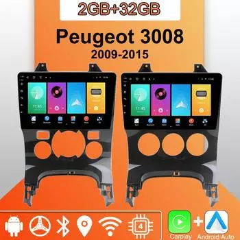Android Carplay автомобильное радио для Peugeot 3008 2009-2015 мультимедийный проигрыватель головное устройство стерео GPS навигация BT WIFI 2+32 ГБ 1+16GB,A
