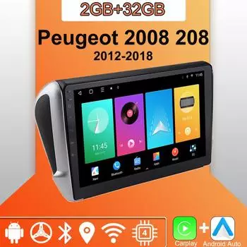 Android Carplay автомобильное радио для Peugeot 2008 208 2012-2018 мультимедийный проигрыватель головное устройство стерео GPS навигация BT WIFI 2+32 ГБ 1+16GB