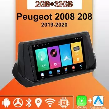 Android Carplay автомобильное радио для Peugeot 2008 208 2019-2020 мультимедийный проигрыватель головное устройство стерео GPS навигация BT WIFI 2+32 ГБ 1+16GB