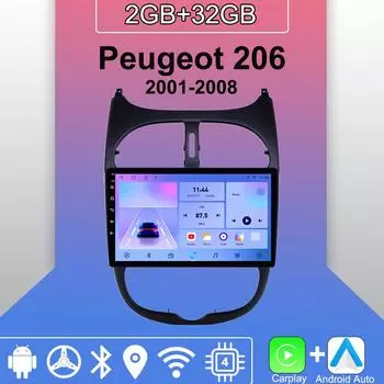 Android Carplay автомобильное радио для Peugeot 206 2001-2008 мультимедийный проигрыватель головное устройство стерео GPS навигация BT WIFI 2+32 ГБ 1+16GB
