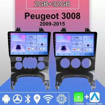 Android Carplay автомобильное радио для Peugeot 3008 2009-2015 мультимедийный проигрыватель головное устройство стерео GPS навигация BT WIFI 2+32 ГБ 1+16GB,A