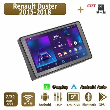 Android Carplay автомобильное радио для Renault Duster 2015-2018 мультимедийный проигрыватель головное устройство стерео GPS навигация BT WIFI 2+32 ГБ 1+16GB