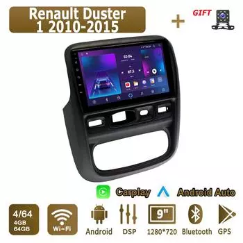 Android Carplay автомобильное радио для Renault Duster 1 2010-2015 мультимедийный проигрыватель головное устройство стерео GPS навигация BT WIFI 4+64 ГБ 1+16GB