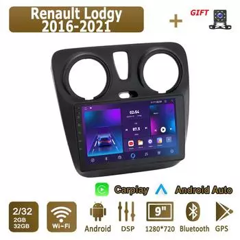 Android Carplay автомобильное радио для Renault Lodgy 2016-2021 мультимедийный проигрыватель головное устройство стерео GPS навигация BT WIFI 2+32 ГБ 1+16GB