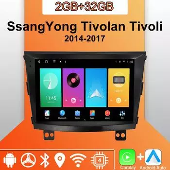 Android Carplay автомобильное радио для SsangYong Tivolan Tivoli 2014-2017 мультимедийный проигрыватель головное устройство стерео GPS навигация BT WIFI 2+32 ГБ 1+16GB